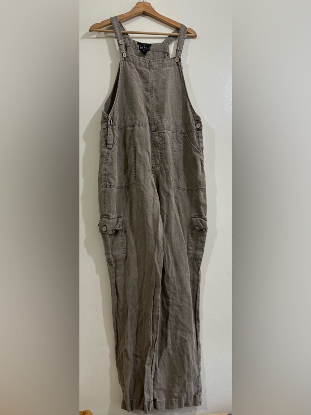 hicole Miller Washed Taupe Utility Overalls Jumpsuit